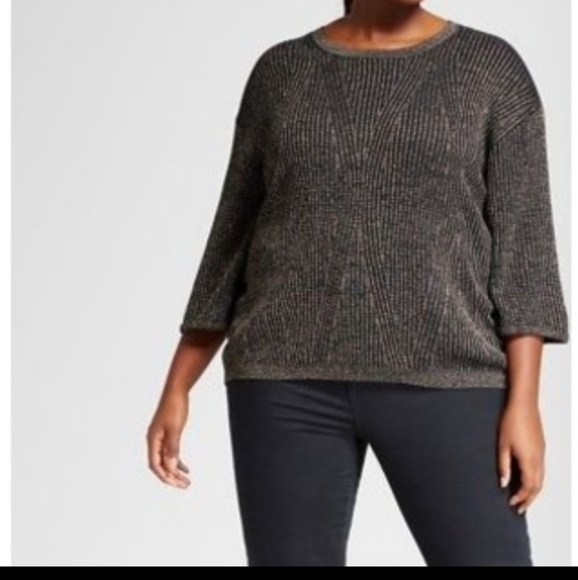 Ava \u0026 Viv Sweaters | 2x Ava \u0026 Viv Metallic Sweater New Black Gold Nwt | Color: Black/Gold | Size: 2x | Violajosephine's Closet
